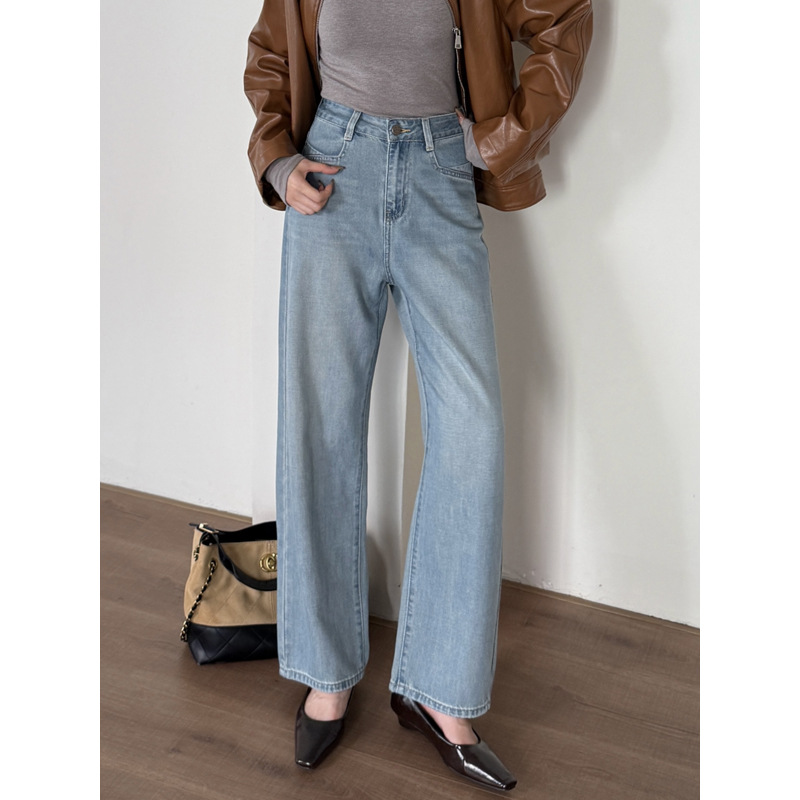 云长 天丝莱赛尔棉牛仔裤女2025秋季新款直筒裤子休闲长裤 K0007