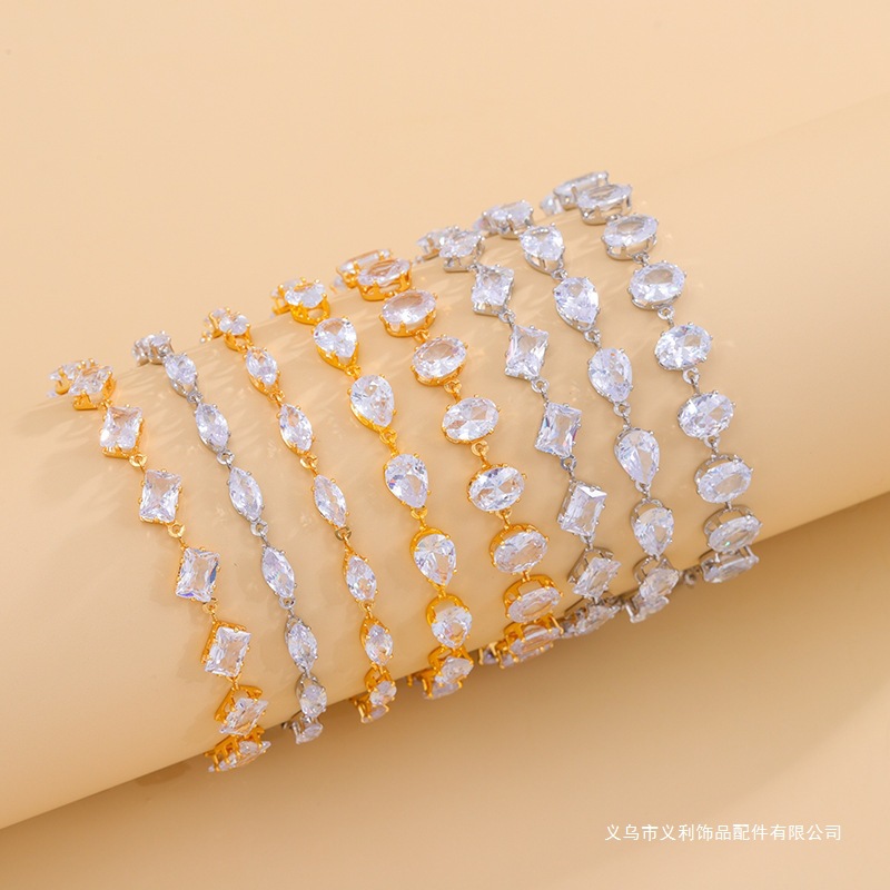 时尚水钻高级批发厂家手饰饰品新款跨境新娘饰品百搭手链简约锆石