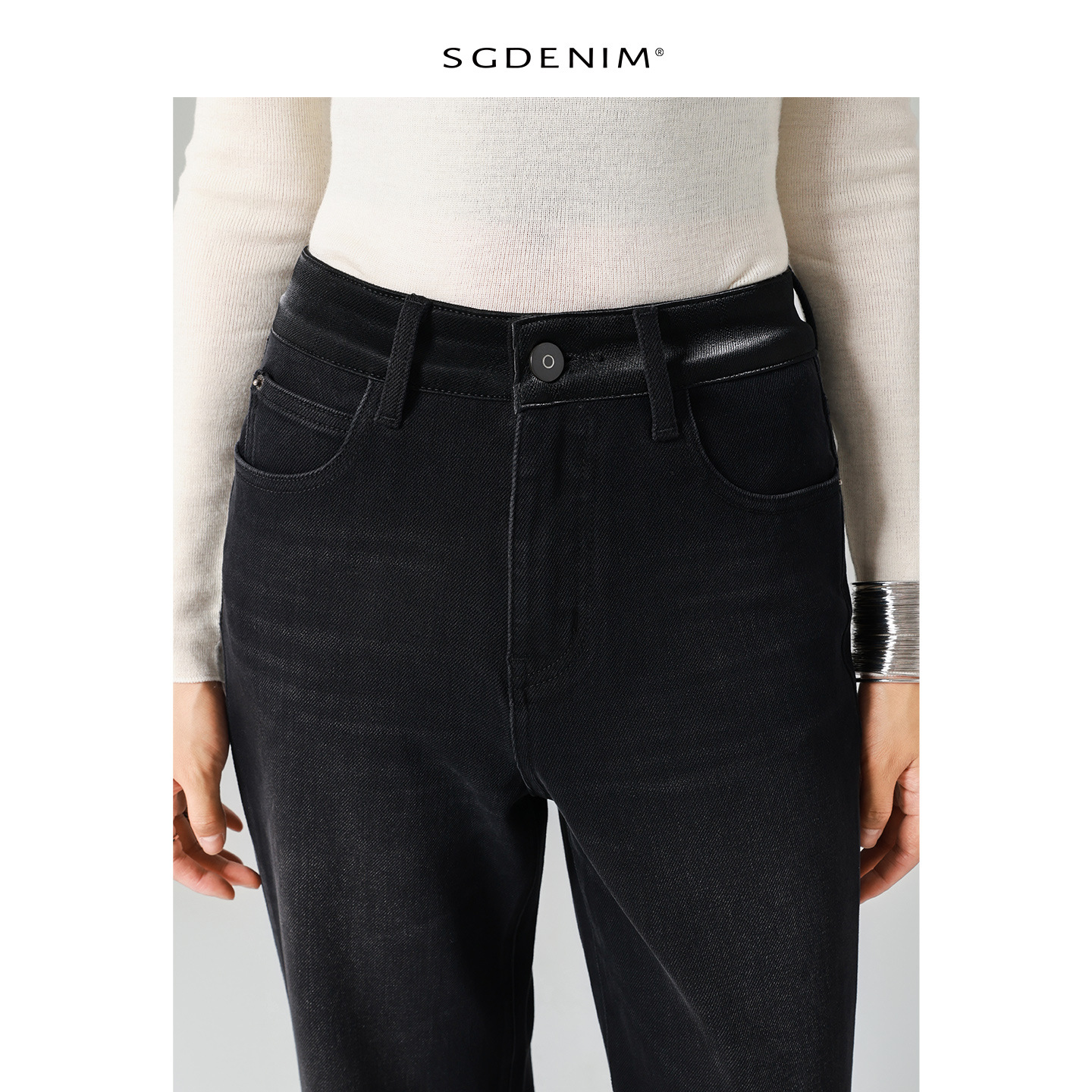 Marca de lujo homología/cintura alta jeans mujer negro gris pierna ancha micro trompeta pantalones rectos sueltos 25 otoño nuevo slim Application Scenario