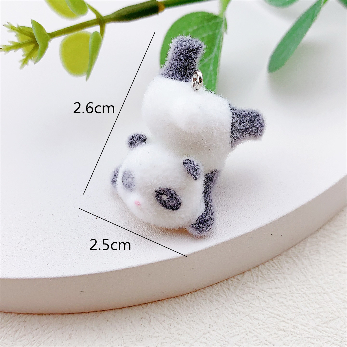 New resin flocking three-dimensional cartoon cute panda mobile phone chain keychain DIY accessory pendant Specification image