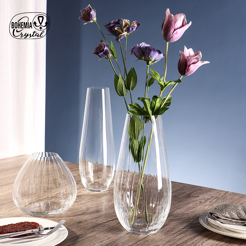 Lex lead-free crystal large vase, a European minimalist style transparent and highly transparent living room hydroponic dried flower decorative item Specification image