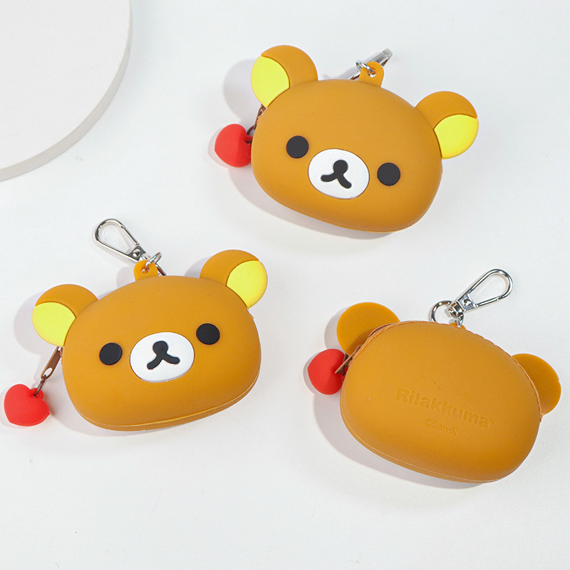 Korean-style Instagram cartoon bear silicone coin purse trinket, cute mini portable coin earphone storage case details Picture