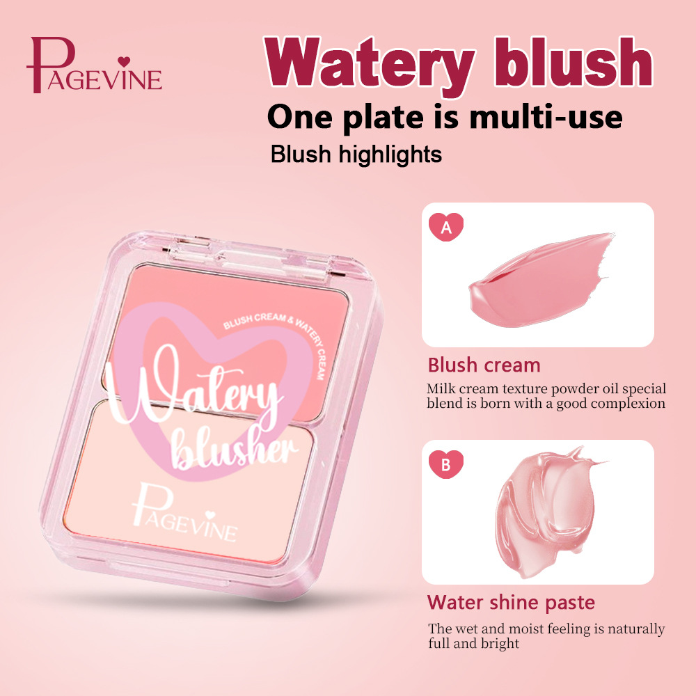 Cross-border Makeup PAGE VINE Water Light Blush Cream Naturally brightens, three-dimensional, clear and moist, multi-purpose Water Light export