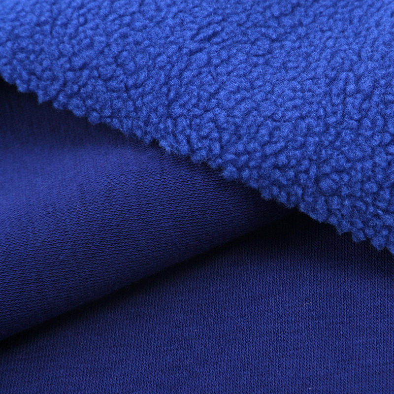 棉摇粒绒宝蓝色布料秋冬新品加厚保暖卫衣外套服装面料单面绒布
