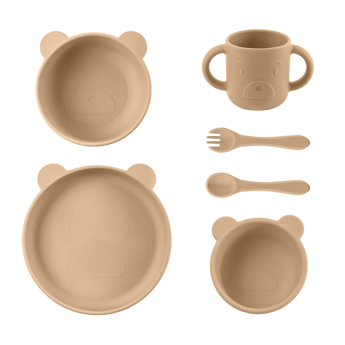 Cross-border children's feeding tableware, mother and baby products, food-grade silicone baby cartoon water cup, complementary food plate and bowl set Specification drawing