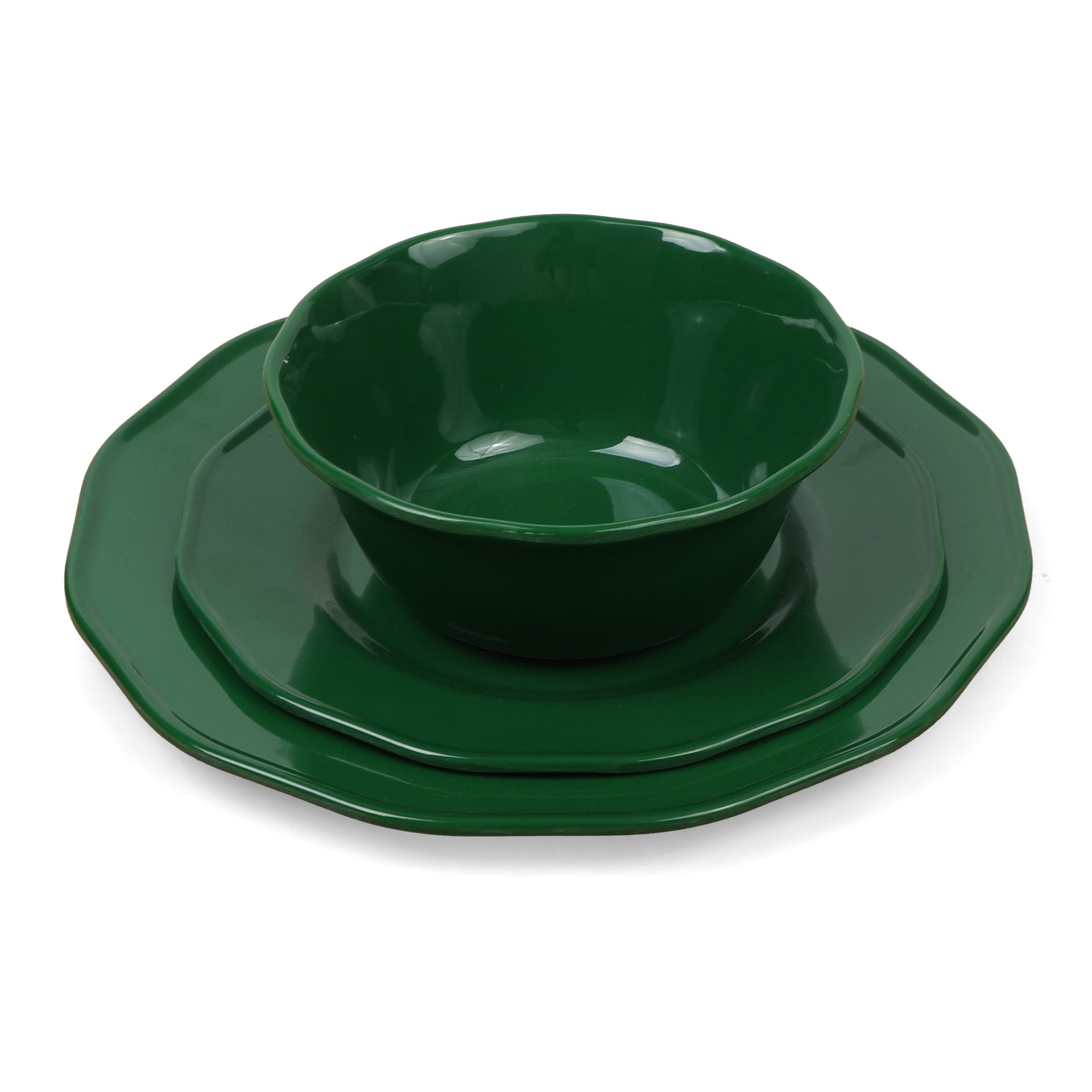 Wholesale of melamine tableware, dark green imitation porcelain, high-end round plates, flat plates, plastic plates, vegetable plates and round plates for foreign trade details Picture