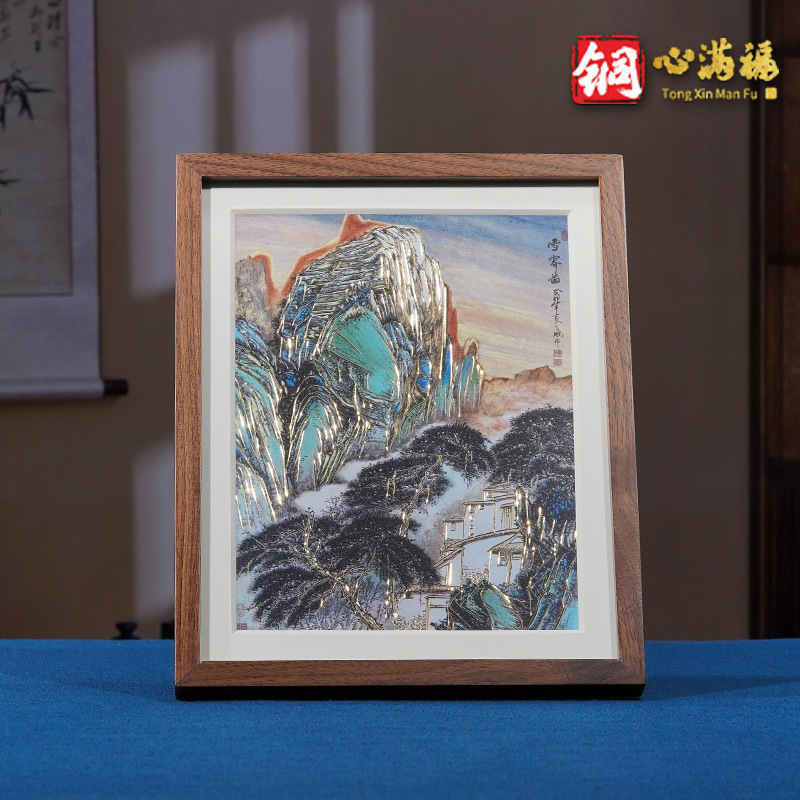 手绘国画/工艺品/幸运摆件/手绘国画花鸟画/山水画新中式细节图