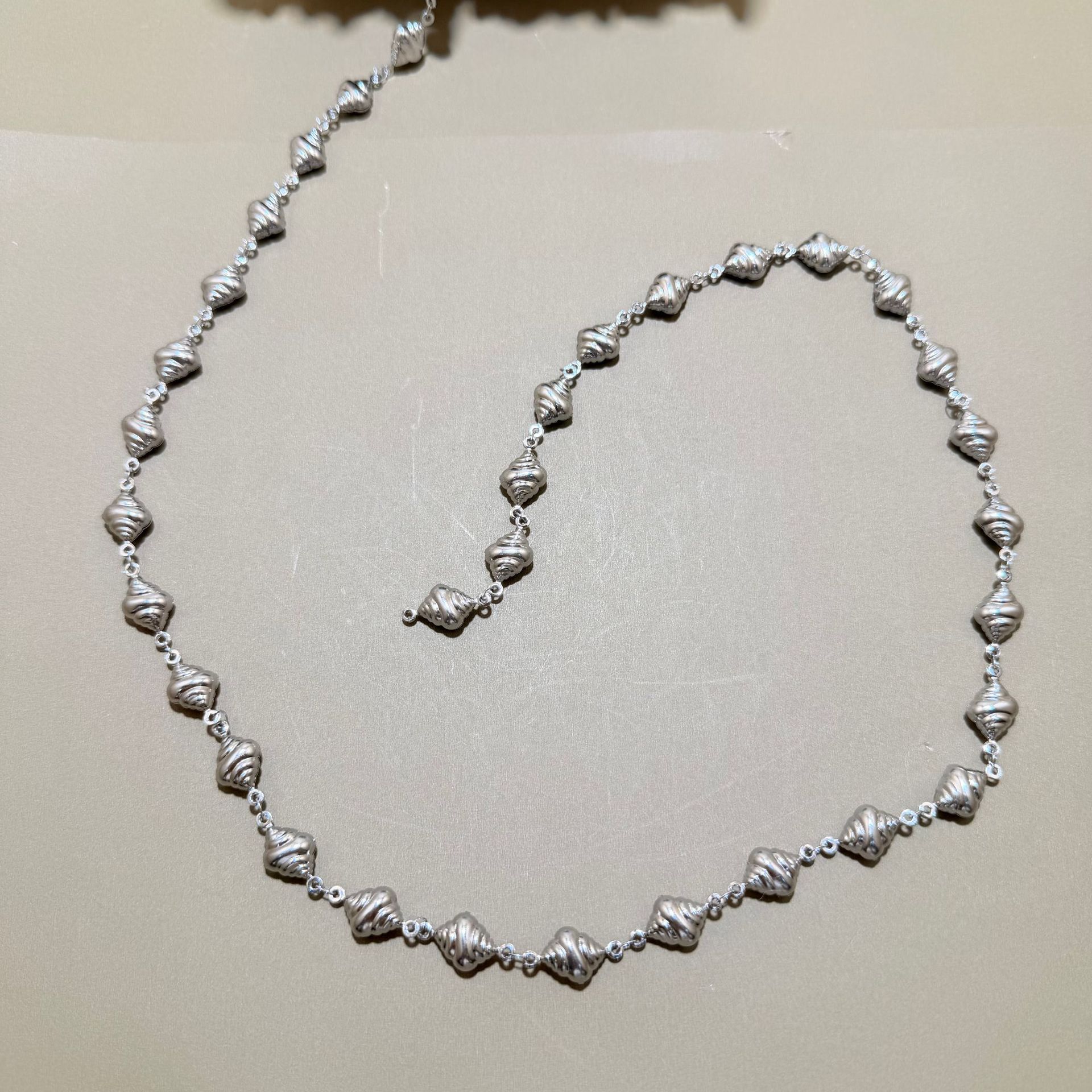 Cross-border new hollow conch chain DIY bracelet semi-finished product, retro silver jewelry handcrafted decoration loose chain wholesale details Picture