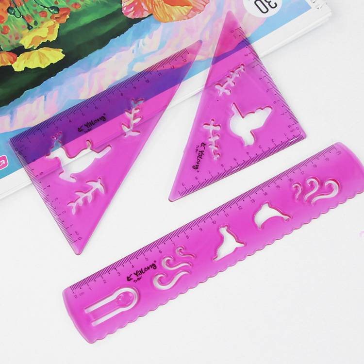 Yalong Cross-border New Type Plastic 20 cm Twisted Ruler Set Multi-color school straightedge measuring Tool details Picture