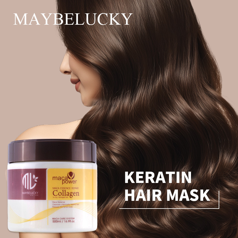 跨境新品MAYBELUCKY胶原蛋白发膜玛卡精华发膜滋润修复头发护理细节图