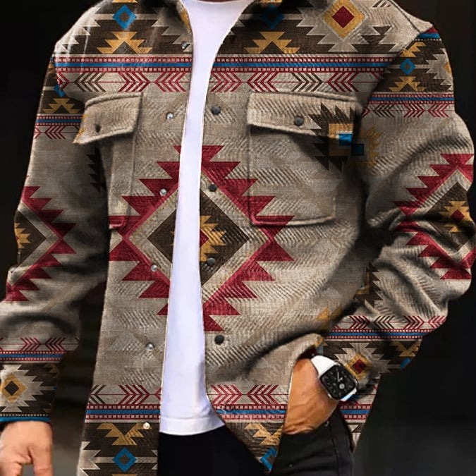 European and American 2023 Cross-border Independent Station Spring and Autumn Men's button Jacket, printed Youth casual jacket