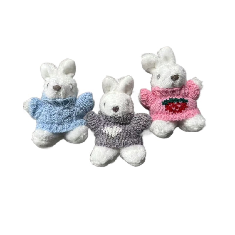Creative dolls wearing sweaters, little rabbits, plush dolls, pendants, cute rabbit dolls, keychains, toy bags, pendants Item Picture