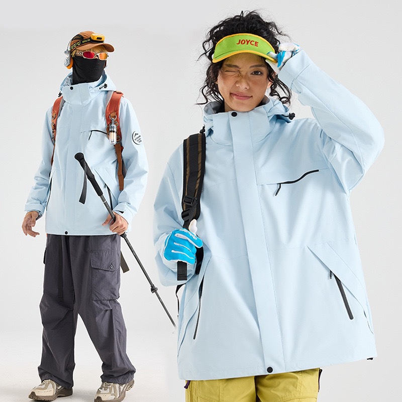 骆陀同款冲锋衣女户外登山服抓绒内胆防风防水三合一外套男定制细节图