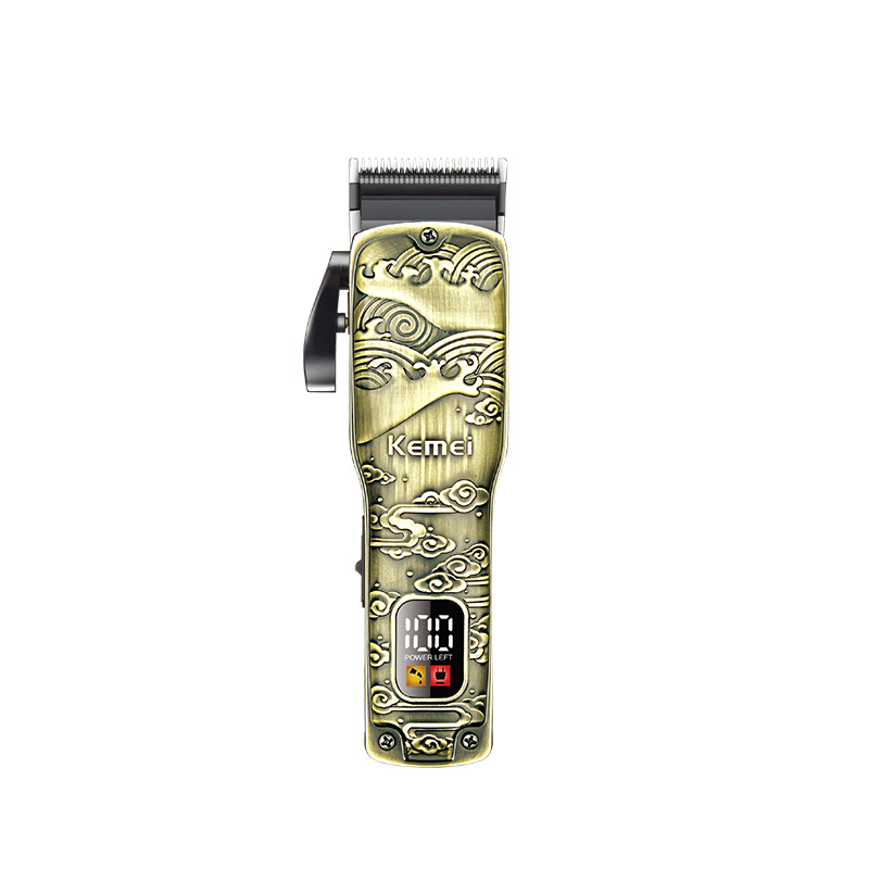 Fábrica al por mayor kemy metal electric pusher KM-1696 cortador de pelo eléctrico de alta potencia con pantalla digital push ajustable Item Picture