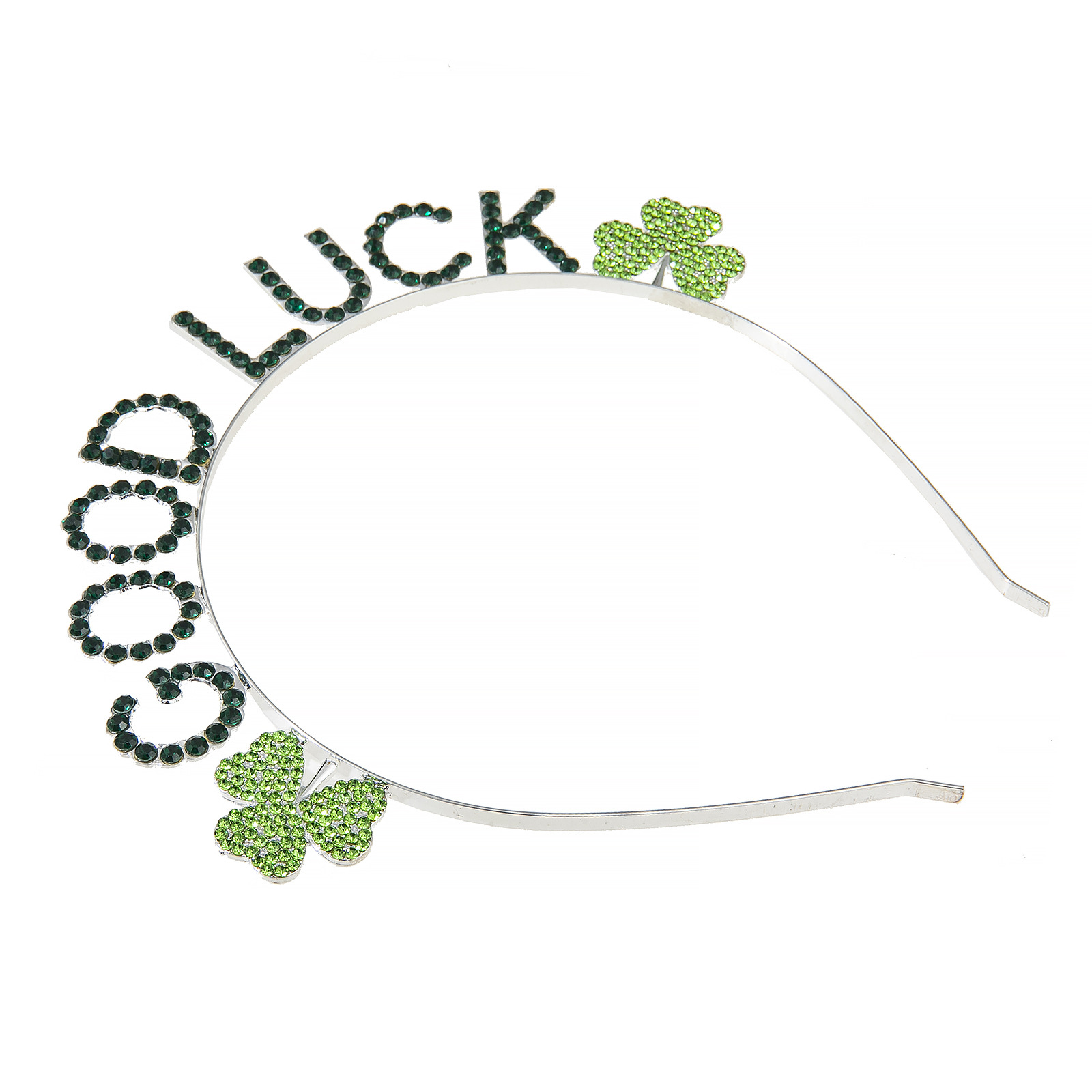 The manufacturer's new cross-border Irish Festival GOOD LUCK letter headband and green rhinestone clover headband from Europe and America Item Picture
