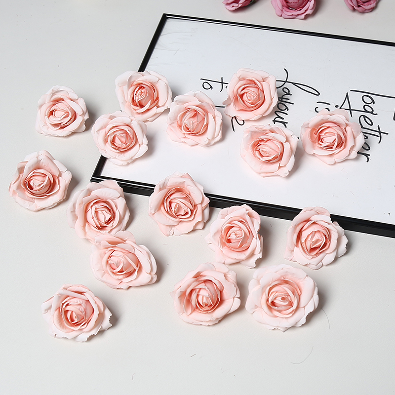 DIY handmade flower garland materials for simulated chocolate rose heads, wedding decoration, flower hairpin accessories, silk fabric, artificial flowers Specification image