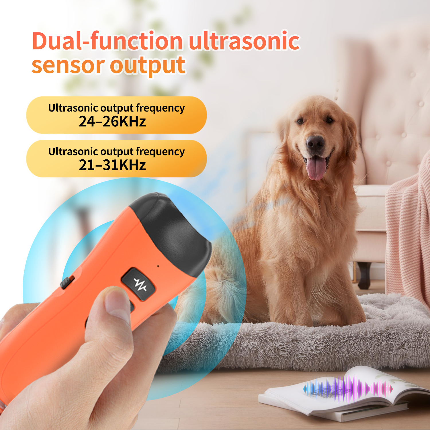 New cross-border high-power dog trainer, handheld double-head dog barking stop, outdoor portable ultrasonic barking stop details Picture