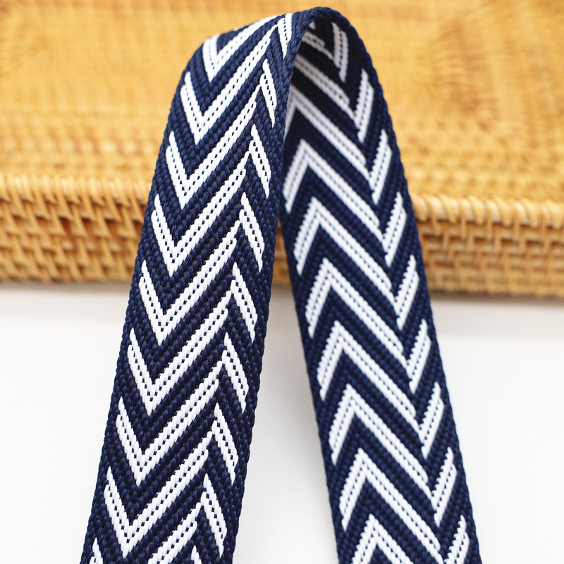 Factory direct supply of wide color polyester jacquard webbing for luggage straps, canvas belts, shoes and hats, and decorative accessories details Picture