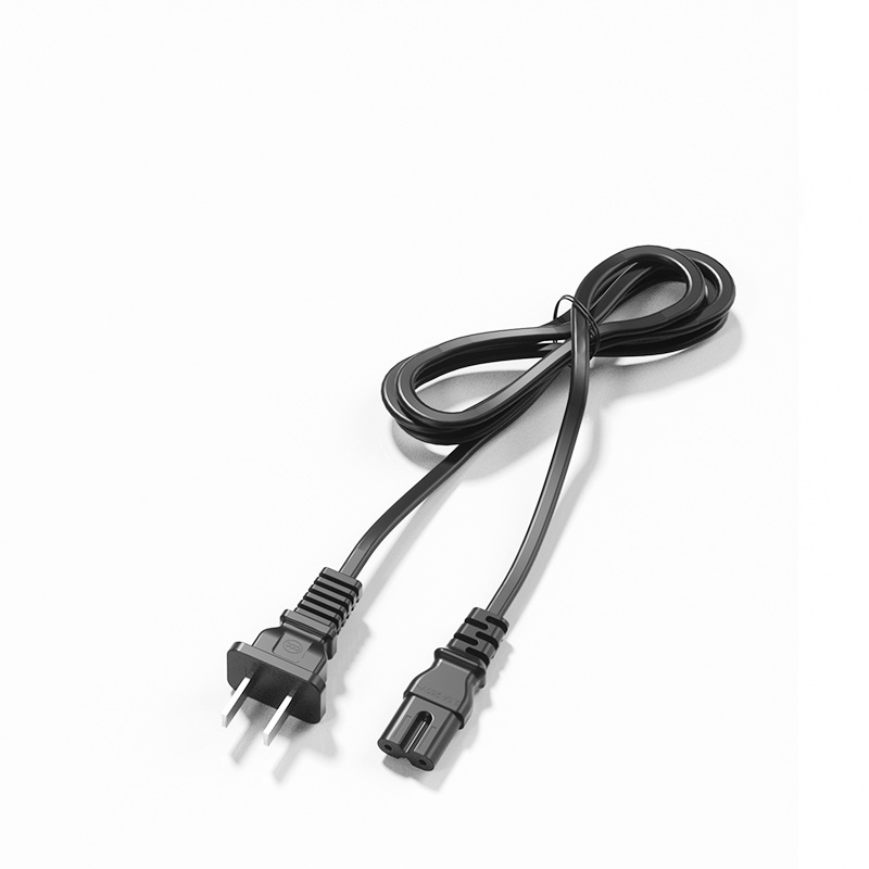 现货国标3C两插八字8字电源线雅格久量led小台灯电视音响充电器线白底实物图