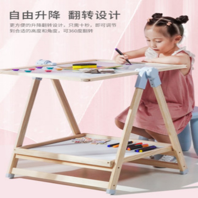 Children's drawing board, home small blackboard, dust-free stand type, erasable writing teaching double-sided whiteboard, baby drawing stand, magnetic details Picture