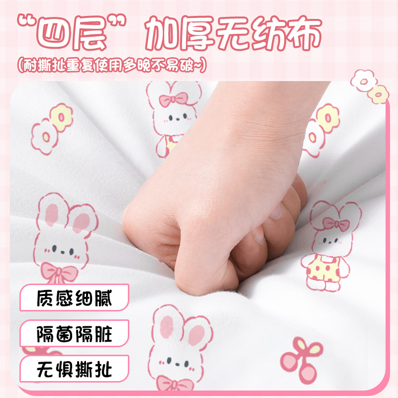 Disposable three or four pieces set of bed sheets, pillowcases and quilt covers, thickened single or double person set for travel and tourism, vacuum-insulated, dirt-proof and portable Specification image