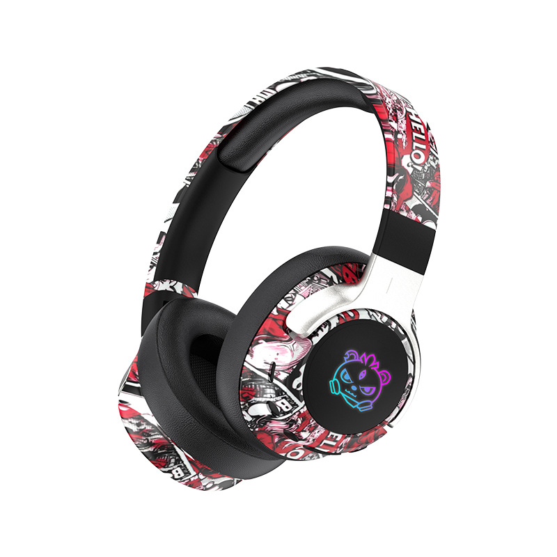 2026 New National Trend graffiti over-ear Bluetooth headphones, large capacity, ultra-long battery life, wireless sports factory, cross-border Item Picture