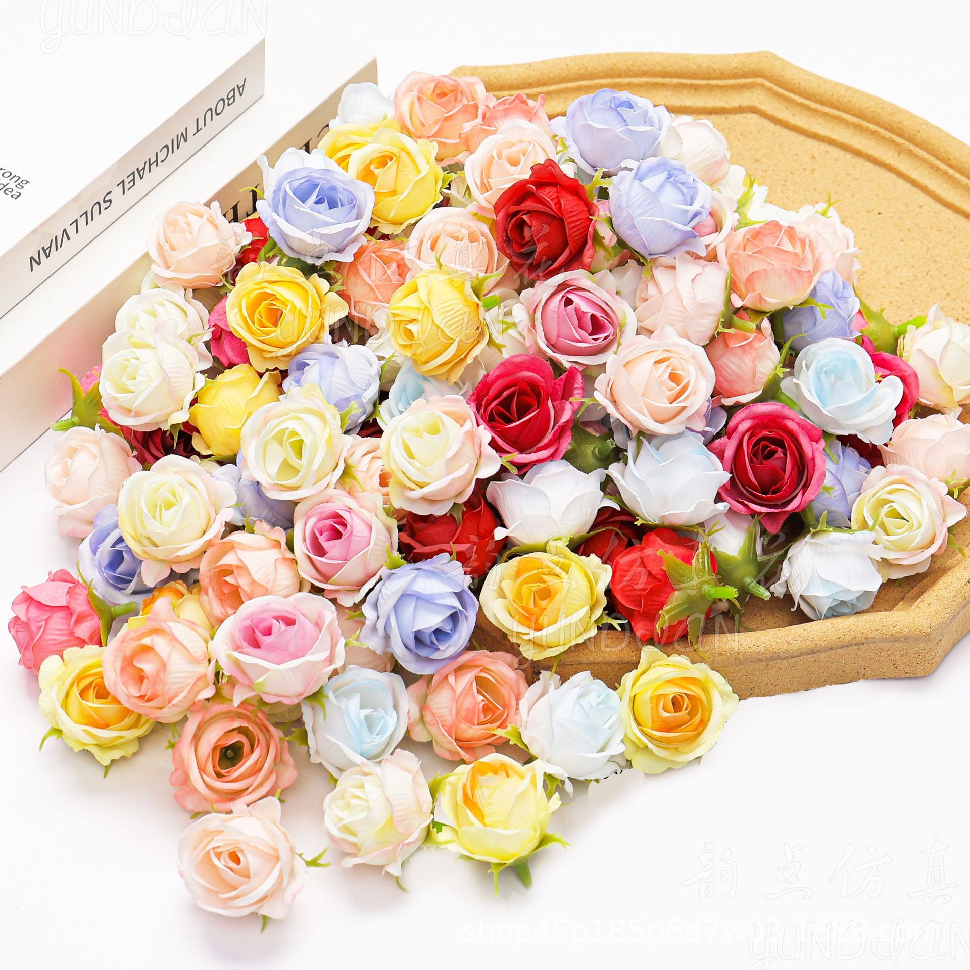 仿真花小玫瑰花头花束婚庆玫瑰花环手工装饰材料diy簪花配件