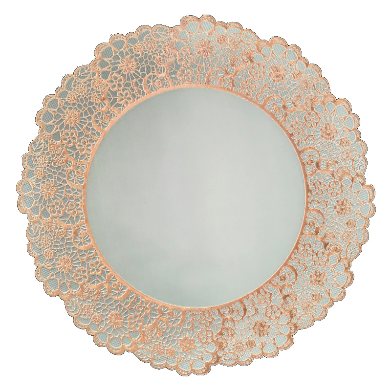 欧式简约圆形花边PVC烫金餐垫家居装饰PVC花朵防水防油防滑桌垫