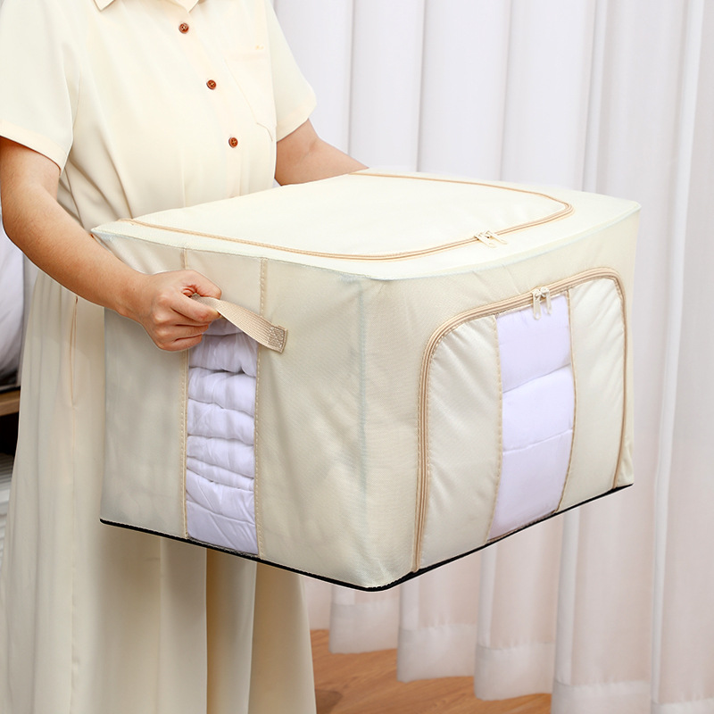 布艺收纳袋钢架收纳箱折叠牛津布整理箱棉被储物箱有盖巨无霸收纳