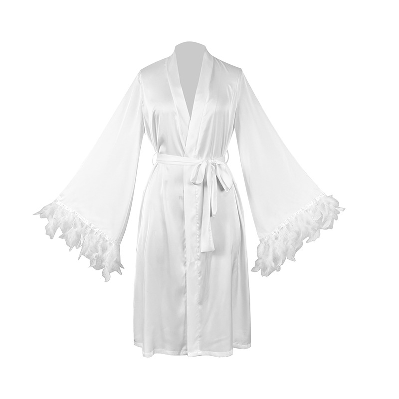 仿真丝日式睡衣/睡衣/真丝睡衣/祭祀寒衣/Night白底实物图