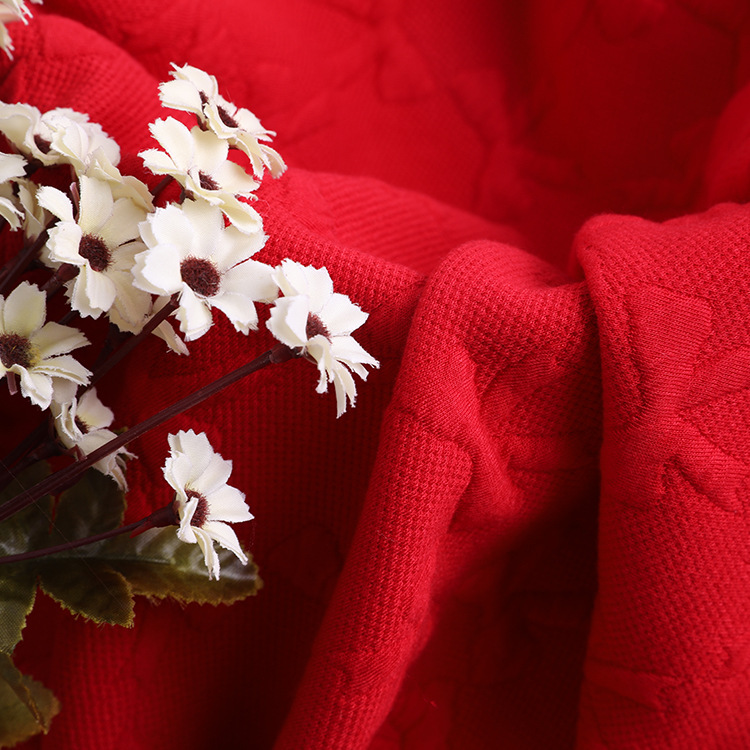 The manufacturer supplies tr fabric full polyester baby and children's stretch knitted jacquard air layer weft dyed cotton-like polyester yarn details Picture