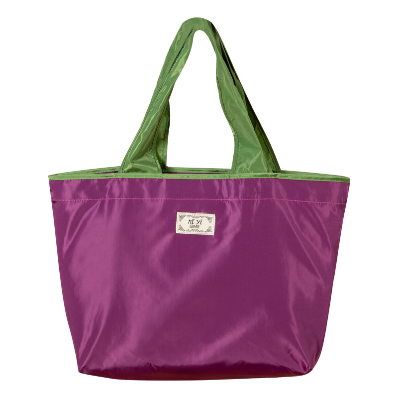 Large drawstring eco-friendly supermarket shopping bag, fashionable single-shoulder bag, foldable portable handbag, vegetable shopping bag, waterproof Item Picture