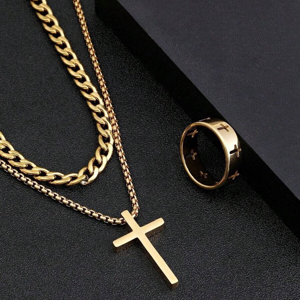 Cross-border temu Xiyin's new cross jewelry set, a 3-piece streetwear hip-hop style set Application Scenario