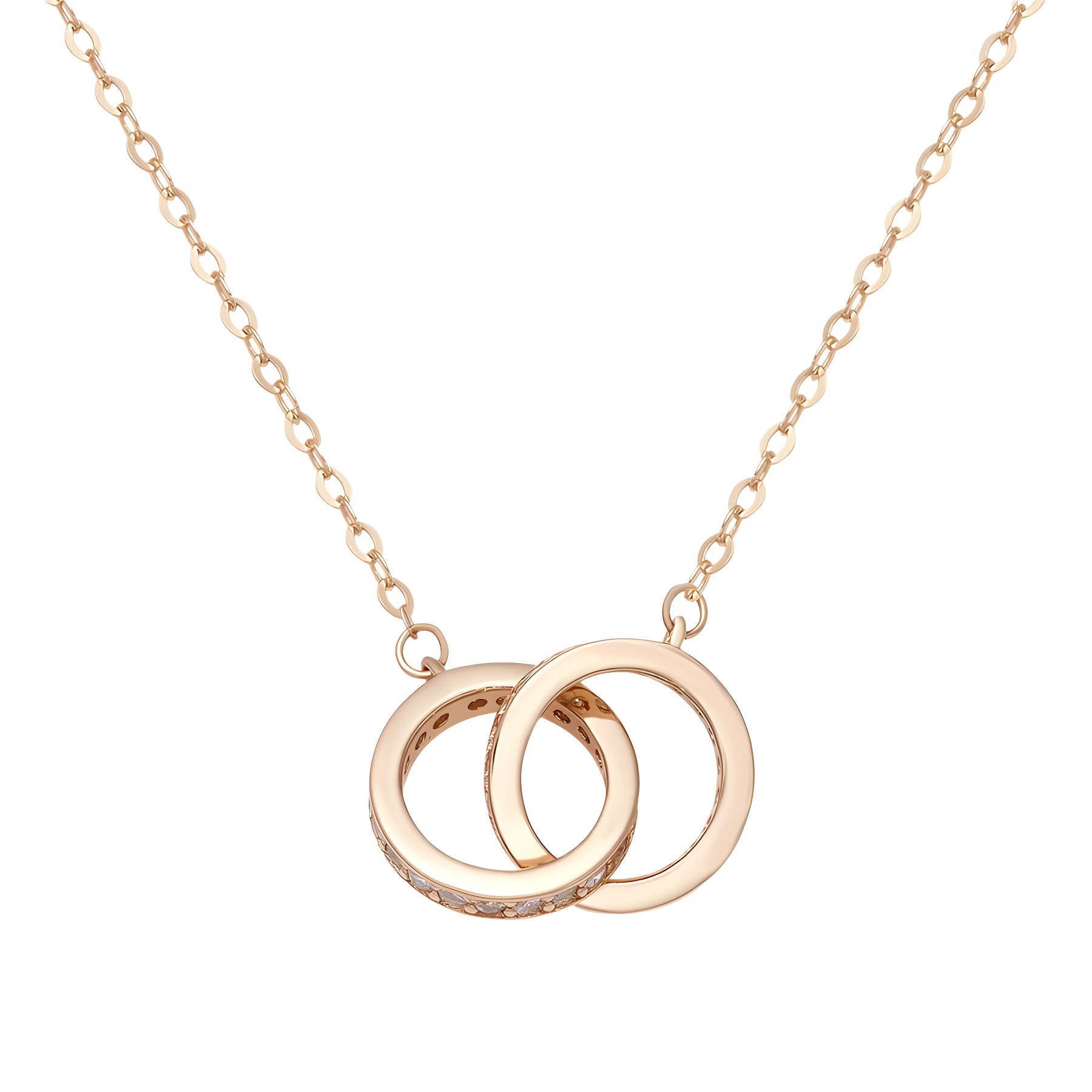 S925 sterling silver full zirconium interlocking necklace for women, with a high-end design sense, Mobius strip collarbone chain, light luxury and simplicity Item Picture