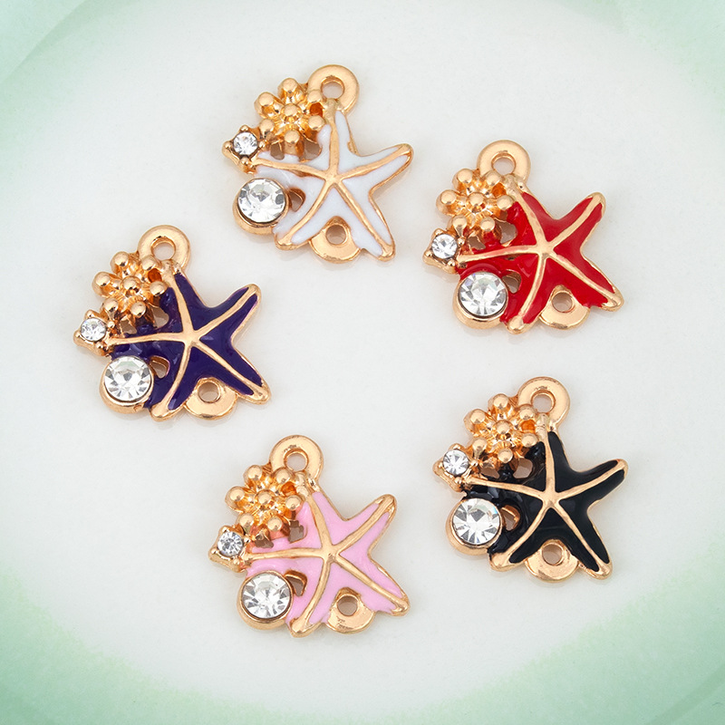 Wholesale of new creative alloy jewelry diy accessories, cartoon starfish oil-drip electroplated necklaces, bracelets, pendants and pendants Wholesale of new creative alloy jewelry diy accessories, cartoon starfish oil-drip electroplated necklaces, bracelets, pendants and pendants