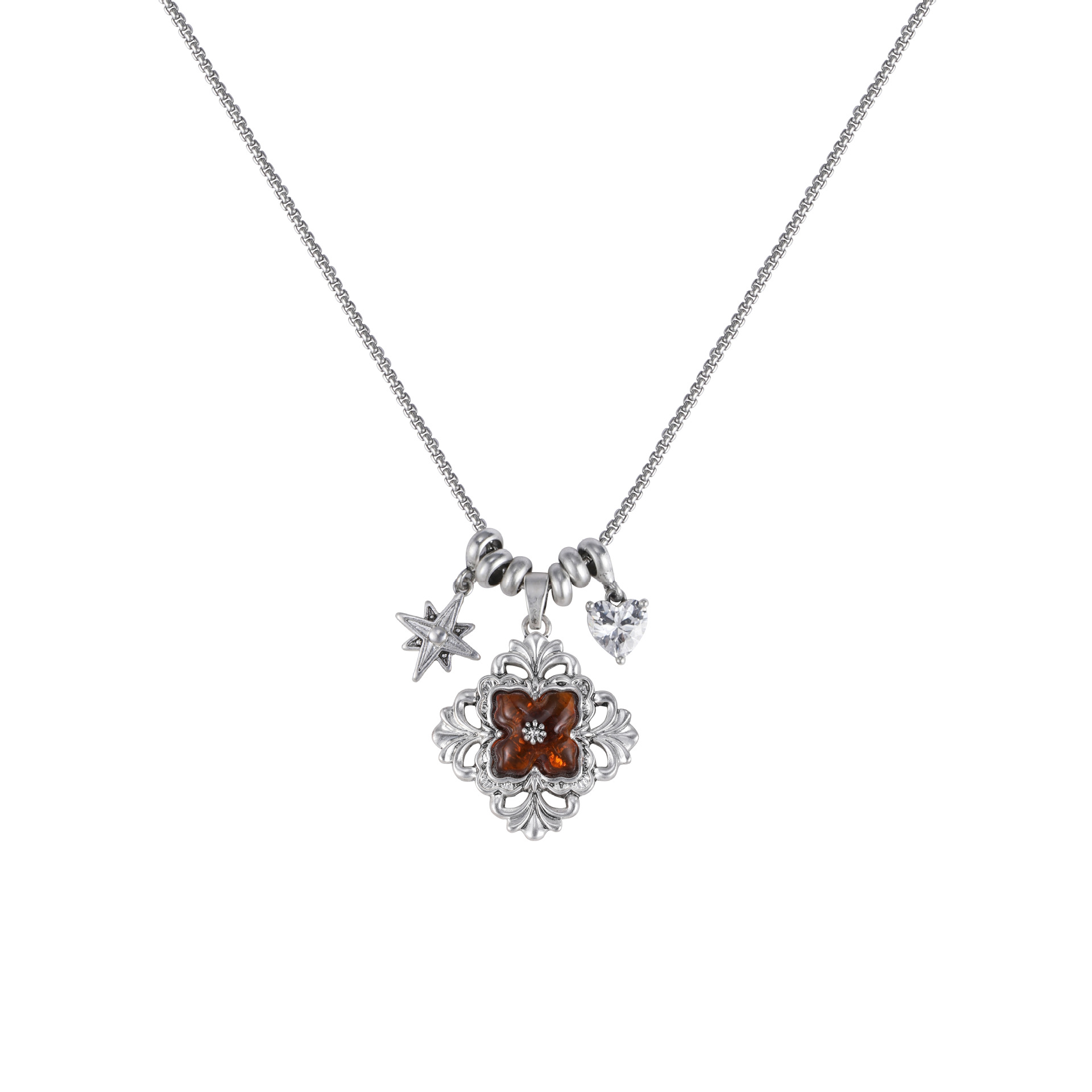 Iris flower necklace, original and simple design for women, collarbone chain, versatile, retro, fashionable, individual and exquisite, versatile neck chain Item Picture