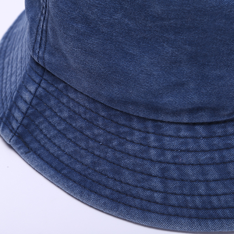 Spring and Autumn's new cotton casual solid color fisherman hat, outdoor mountaineering windproof sun hat, versatile denim basin hat Item Picture