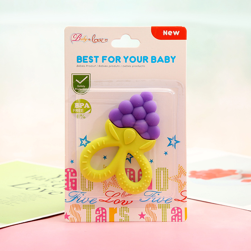 Silicone baby teething rings, fruit-shaped teething rings, three-dimensional teething rings for newborns, teething sticks, baby training bite fun