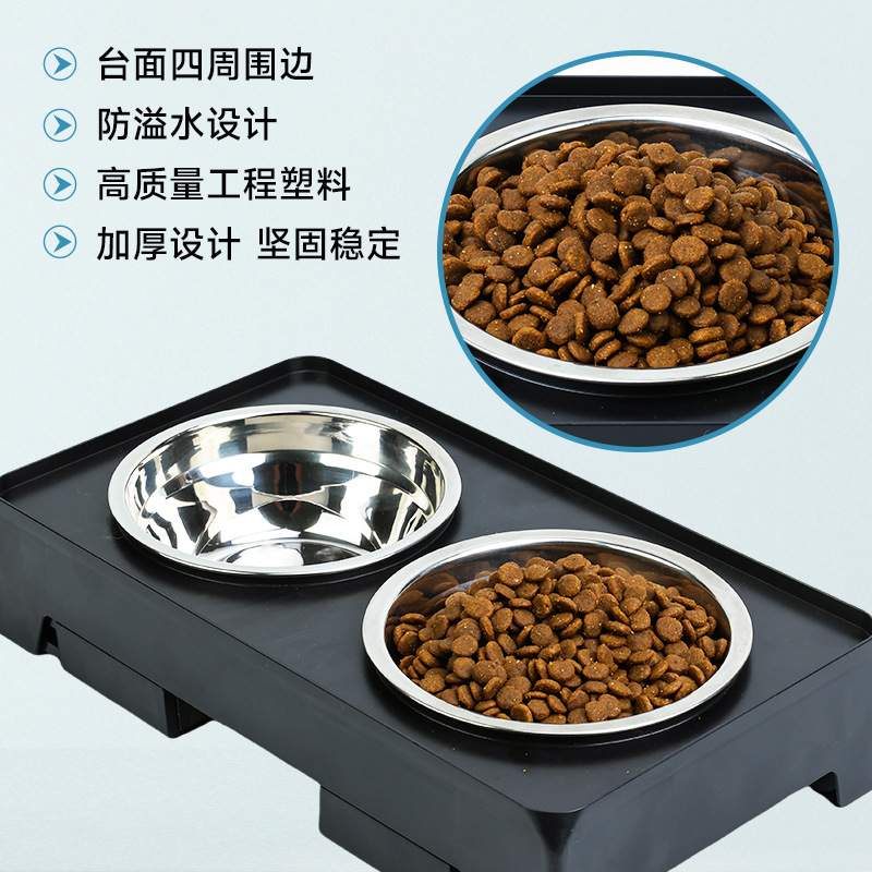 Rongka Pet Cross-border Small Dog Folding and Lifting Bowl Stand 5.5-inch Pomerang Teddy Corgi stainless Steel Double Bowl Pet Kitten Bowl Folding Item Picture