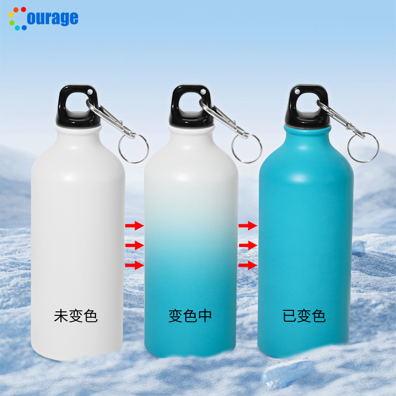 DIY cold color-changing water bottle, large-capacity outdoor sports water bottle, fitness small-mouthed single-layer aluminum water bottle, printed based on provided drawings details Picture