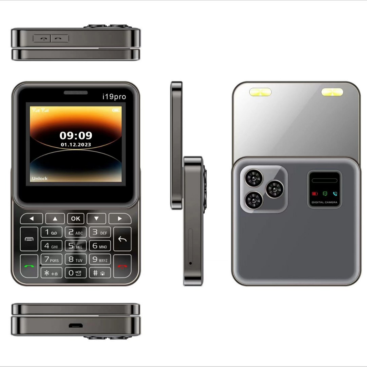 ميني روتاري Function Button Phone يدور 180 درجة من الهاتف المحمول المصغرة عبر الحدود I19PRO Item Picture