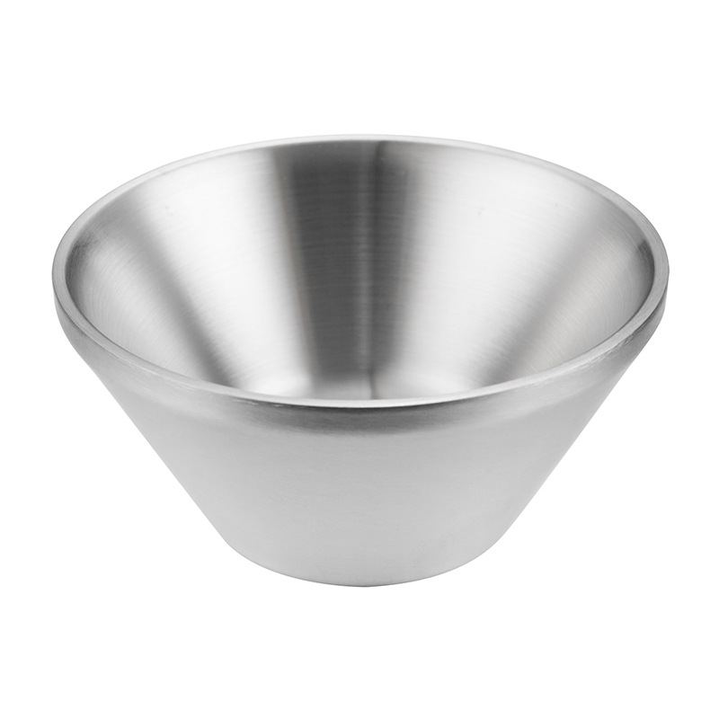 304 stainless steel Korean barbecue V-shaped bamboo hat bowl, double-layer children's rice bowl, golden salad bowl, shaved ramen bowl Item Picture