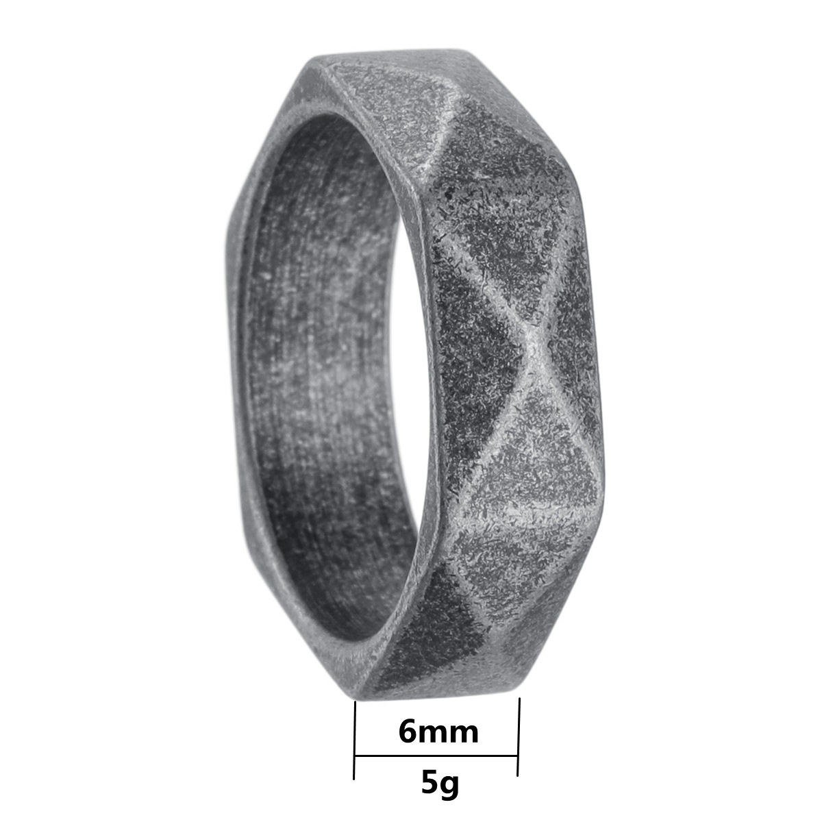 European and American trendsetting titanium steel jewelry, mechanically cut diamond-shaped ring, simple and elegant, aged silver ring bracelet Item Picture
