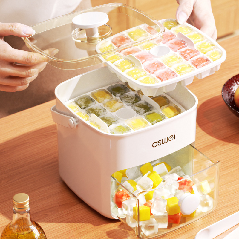 Press ice cube trays, ice cube molds, ice boxes, ice hockey balls, magic molds, large-capacity ice storage, household food-grade refrigerators Specification image