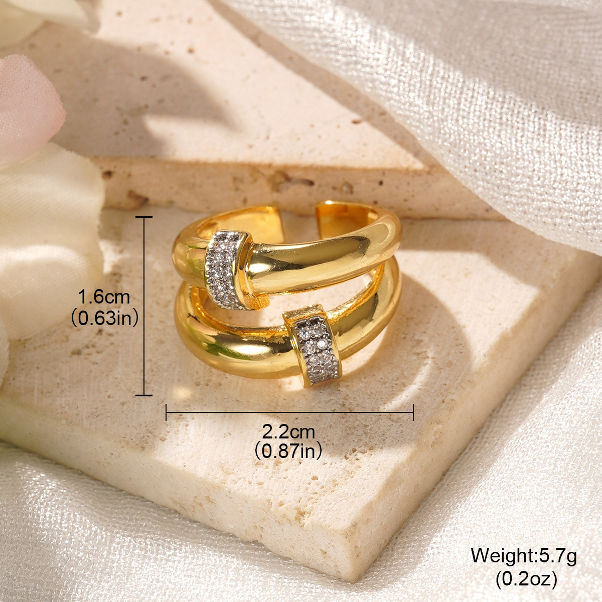 European and American ins light luxury open ring, fashionable and versatile, geometric line zirconium-inlaid small chanel-style simple ring, niche wholesale Application Scenario