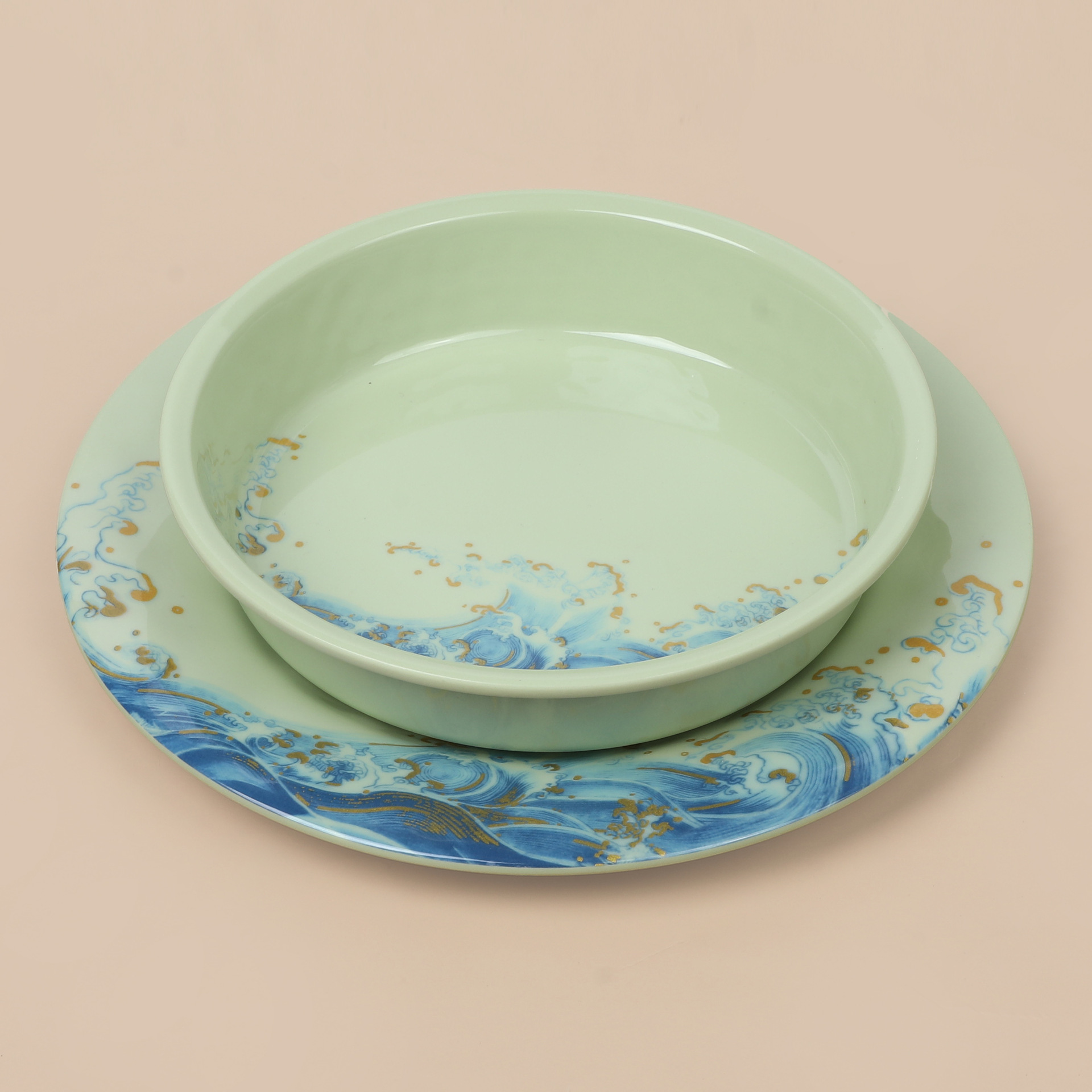 New melamine plates for foreign trade, plastic round plates, shallow plates, restaurant fast food stir-frying plates, rice bowl plates, commercial tableware full figure