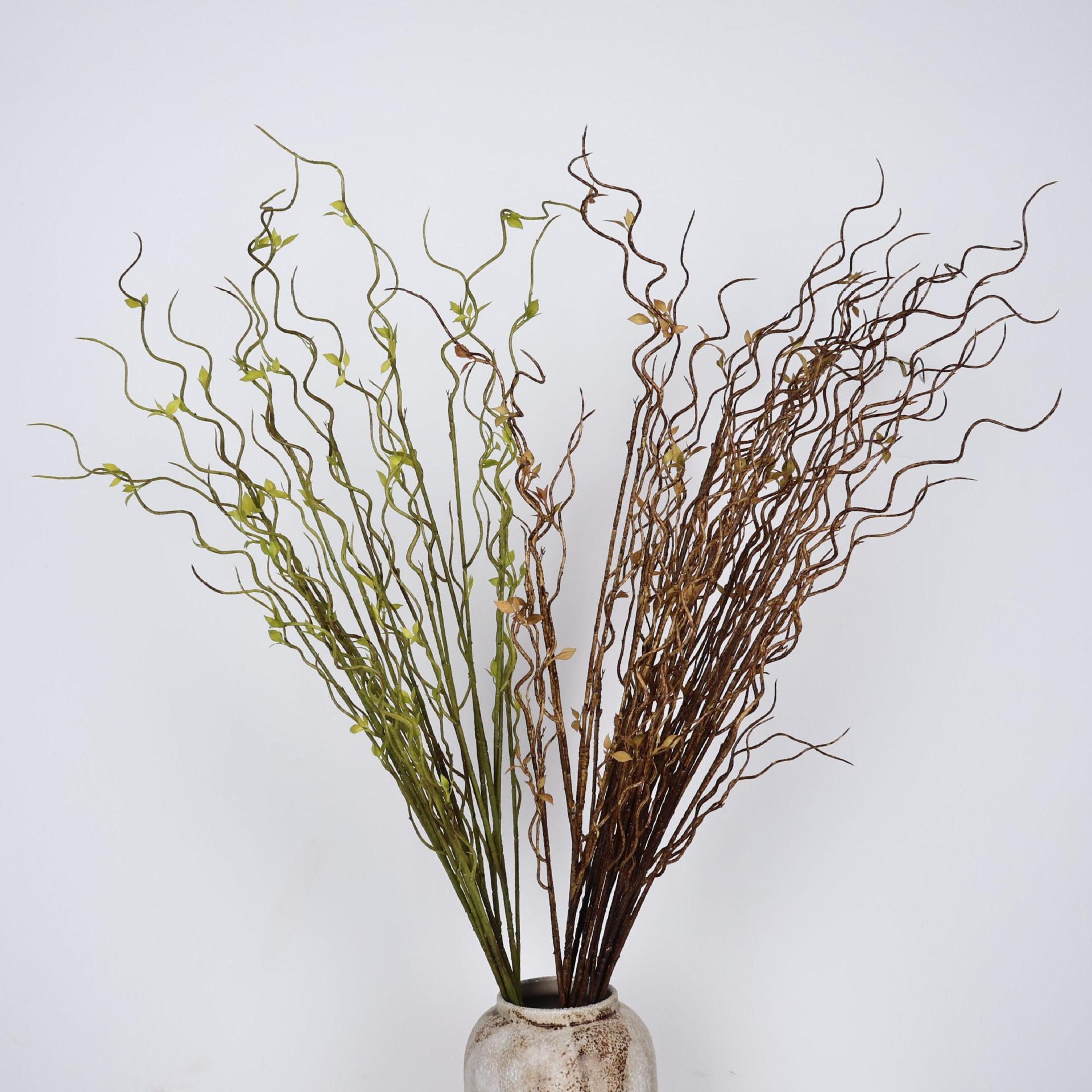 仿真植物柳枝枯枝龙柳柳芽柳支树枝线条插花4叉龙柳家居装饰花材