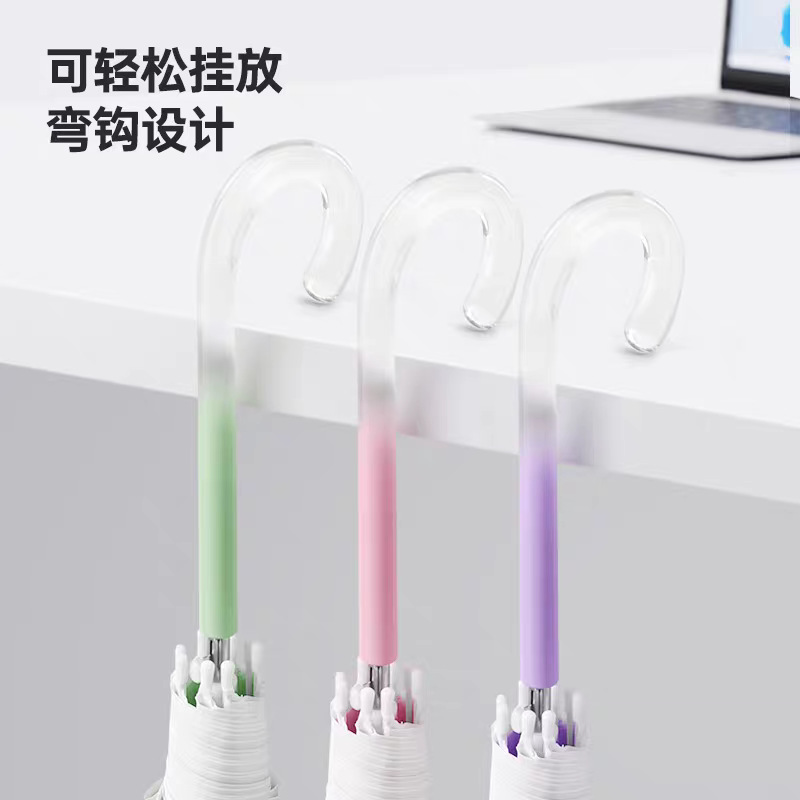 High-appearance-level transparent umbrellas with gradual changes for students going to school, wholesale straight-handled long-handled umbrellas, thickened automatic umbrellas that are popular on Instagram details Picture