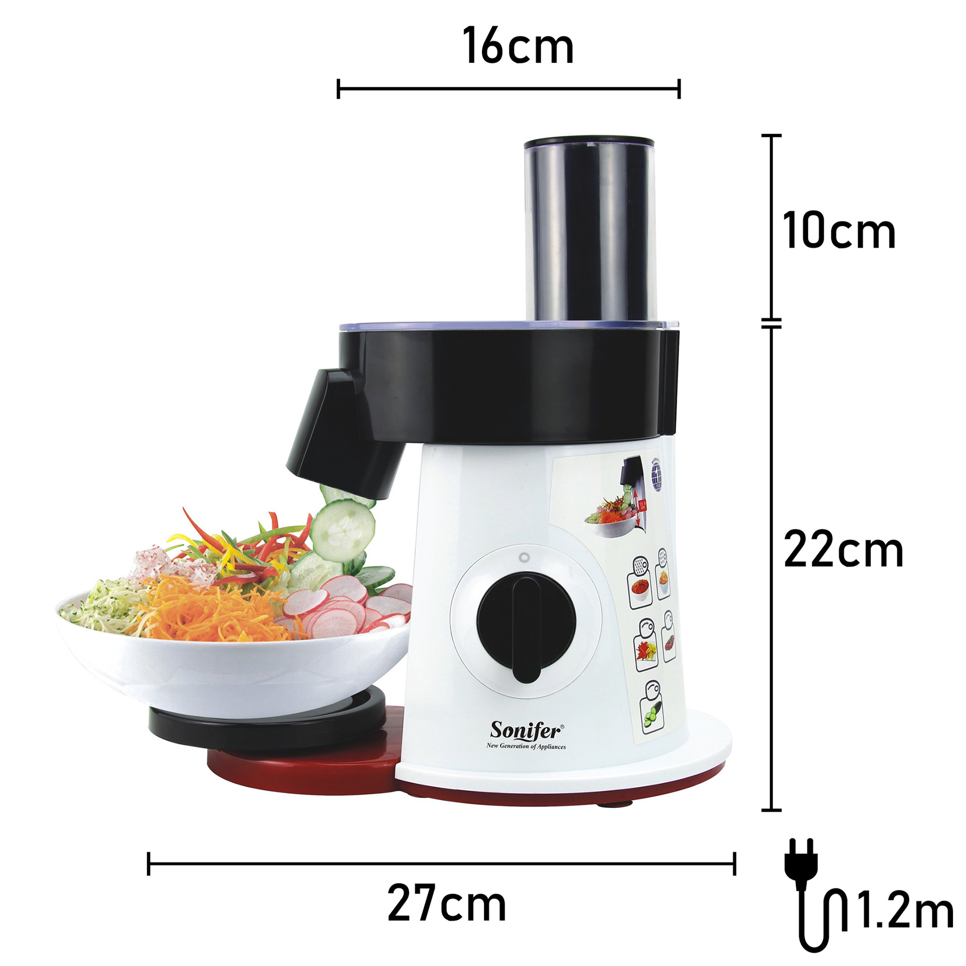 Cross-border new multi-functional fully automatic salad machine, cheese and vegetable slicing and shredding machine 5SaladMaker Item Picture