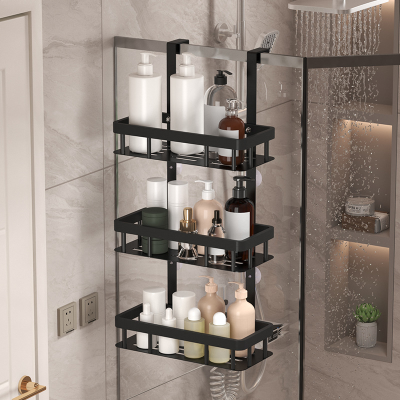 Bathroom storage rack, door rear hanging rack, wall-mounted three-layer body wash rack, toilet shower room, bathroom supplies storage rack